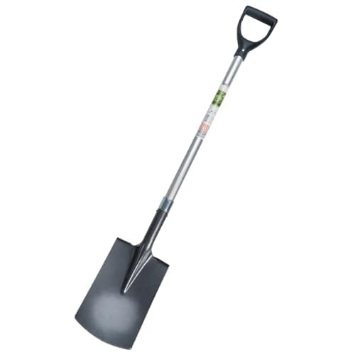 Gärtnerspaten Bauspaten Stahl pulverbeschichtet mit Trittkante Holzstiel Fiberglas Ummantelung und D-Griff Garten Grabe Spaten Metall Holz Stiel Öko