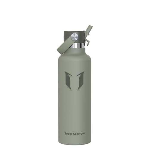 Super Sparrow Trinkflasche Edelstahl - Ultraleicht Thermobecher - 750ml - Standardmund Stroh-Deckel - BPA-Frei Thermoskanne, Thermosflasche für Sport, Travel, Schule, Outdoor Öko