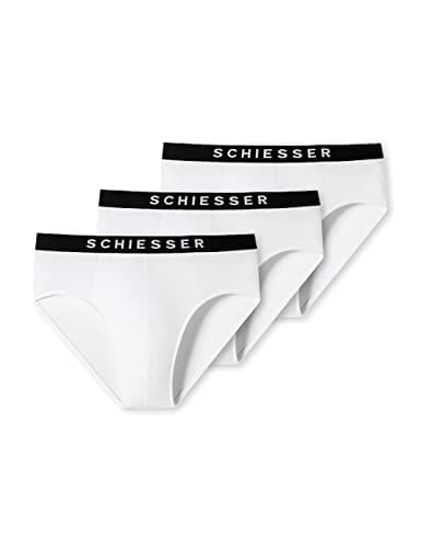 Schiesser Herren 3 PACK Slips Bio Baumwolle Multipack - 95/5 Organic, weiss_179570, 5/ M Bio
