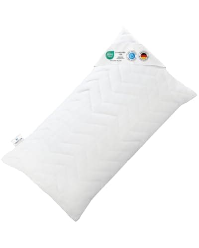 Kopfkissen 40x80 VERDA, 100% nachhaltig & made in Germany, Ergonomisches Schlaf-Kissen 40 x 80 aus recyceltem Material, Höhenverstellbar für Bauch-, Rücken- & Seitenschläfer, Ideal für Allergiker Öko