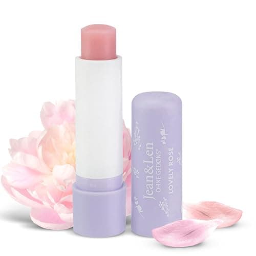Jean & Len Intensiv pflegender Lip Balm, für geschmeidig weiche Lippen, bewahrt die Lippen vor dem Austrocknen, mit Rosenblütenwachs & Bio-Arganöl, Lippenpflege, ohne Mineralöl, vegan, 4,7 g Bio Öko Vegan