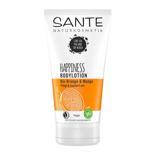 SANTE Naturkosmetik Happiness Bodylotion Bio-Orange & Mango - 150 ml - Feuchtigkeitsspendende & Pflegende Körperlotion - Vegan & Dermatologisch Getestet Bio Vegan