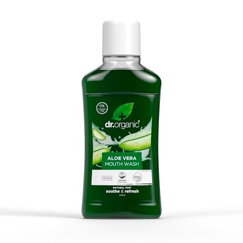Dr Organic Aloe Vera Mundwasser, Alkoholfrei, Fluoridfrei, Erfrischend, Natürlich, Vegan, Tierversuchsfrei, Paraben- & SLS-frei, Bio, 500ml Bio Vegan
