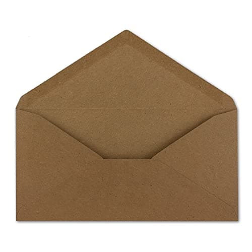 50 DIN Lang Briefumschläge Kraftpapier Braun 22 x 11 cm -120 g/m² Nassklebung Post-Umschläge ohne Fenster ideal für Weihnachten Grußkarten Einladungen von Ihrem Glüxx-Agent