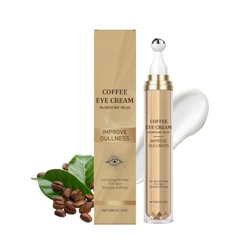 Koffein Augencreme, Niacinamide Augencreme Gegen Falten und Augenringe, Anti-Aging & Friming Eye Cream mit Augenroller, Feuchtigkeits Augenpflege Reduziert Schwellungen, Augenserum Gegen Tränensäcke