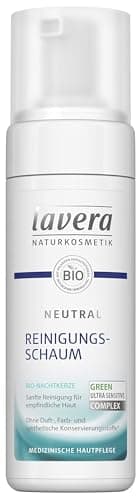 lavera Neutral Reinigungsschaum - Bio Nachtkerze - Sanfte Gesichtsreinigung - empfindliche Haut - Neurodermitis - Medizinische Hautpflege - vegan - Bio Pflanzenwirkstoffe - Naturkosmetik - 150 ml Bio Öko Vegan