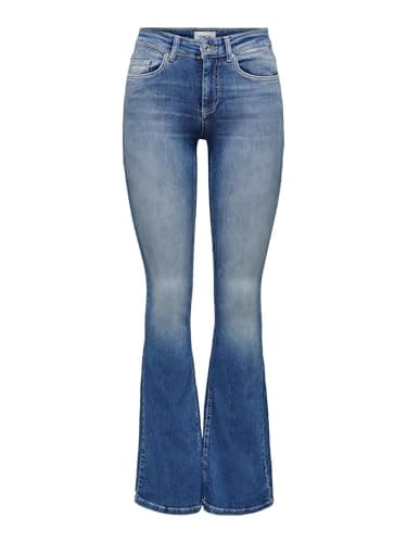 ONLY Damen Onlblush Life Mid Flared Bb Rea1319 Noos Jeans, Medium Blue Denim, XS 32L EU Öko