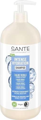 SANTE Naturkosmetik Intense Hydration Shampoo Aloe Vera + Mango-Extrakt, veganes Pflegeshampoo mit Pumpspender, stärkt und hydratisiert trockenes Haar, 950 ml Vegan