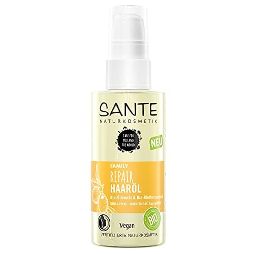 SANTE Naturkosmetik Reparierendes Haaröl für die ganze Familie, Vegane Formel mit Bio-Olivenöl und Klettensamenöl, Family Repair, 1 x 75 ml Bio Vegan