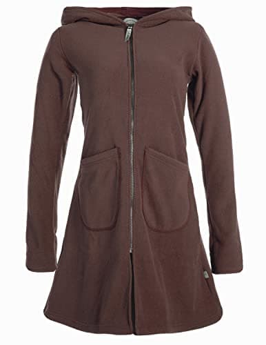 Vishes - Alternative Bekleidung - Einfarbiger Eco Fleecemantel mit Kapuze braun 44 Öko