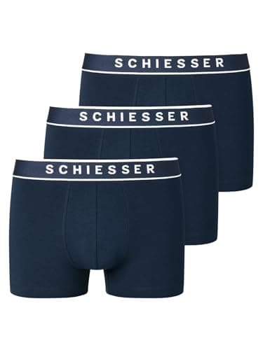 Schiesser Herren 3 PACK Boxershorts Bio Baumwolle Multipack - 95/5 Organic, dunkelblau_173983, 8/ XXL Bio
