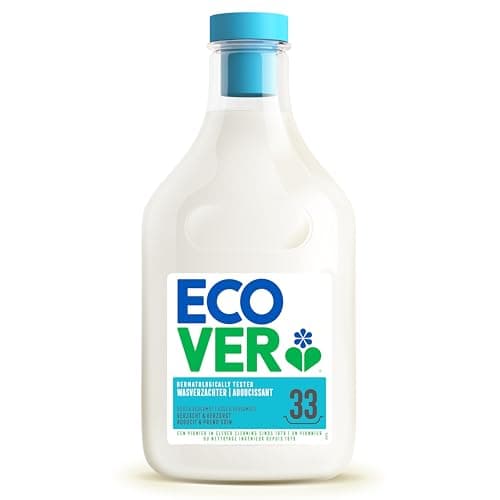Ecover Flüssiger Weichspüler, pflanzliche Formel ohne Palmöl, Rosenduft und Bergamotte, 1-Liter-Flasche Bio Öko Vegan
