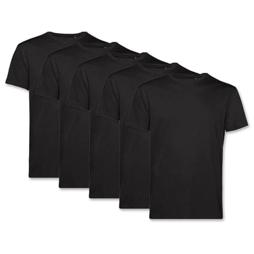PinkTex Herren T-Shirt (5er Pack) Bio-Baumwolle, Schwarz, L Bio Öko