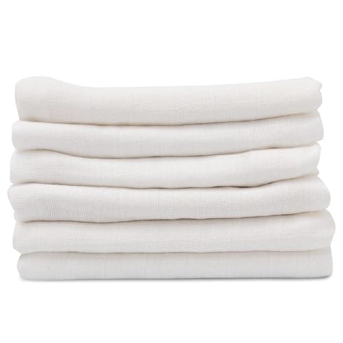 FENSILO - Mulltücher Weiss - Mullwindeln Weiß - 6er Pack 70x80 cm - Stoffwindeln, Made IN EU- schadstoffgeprüft - Spucktücher für Jungen und Mädchen