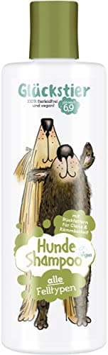 Glückstier Hundeshampoo, 250 ml, rückfettendes Shampoo für alle Hunderassen, für glänzendes Fell & bessere Kämmbarkeit, angepasster pH-Wert, 100 % vegan & tierleidfrei Öko Vegan