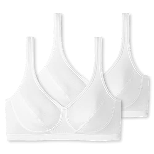 Schiesser Damen 2 Pack Mit Cups Bio Baumwolle - 95/5 Organic Bustier, Weiß_174927, 70A EU Bio