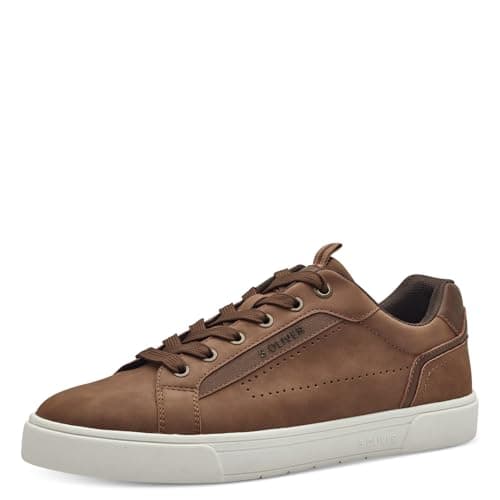 s.Oliver Herren Sneaker flach Low Top Vegan, Braun (Cognac), 43 EU Öko Vegan