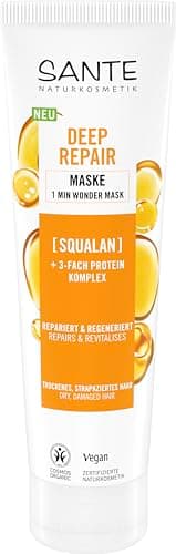 SANTE Naturkosmetik Deep Repair 1 Minute Wonder Maske - 150 ml - mit Squalan & 3-Fach Protein Komplex - für trockenes & strapaziertes Haar - silikonfrei & vegan - dermatologisch getestet Bio Vegan