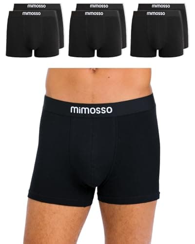mimosso Boxershorts Herren Bio Baumwolle (6er Pack) Unterhosen Herren ohne einschneidenden Gummibund (Gr. XXL) Schwarz Bio