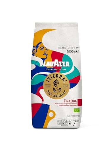 Lavazza, Tierra for Cuba, Bio-Kaffeebohnen, Ideal für Espressomaschinen, mit Aromen von Schokolade und Trockenfrüchten, Arabica und Robusta, Intensität 7/10, Mittlere Röstung, 1 kg