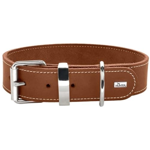 HUNTER AALBORG SPECIAL Hundehalsband, Leder, strapazierfähig, komfortabel, 50 (S-M), cognac