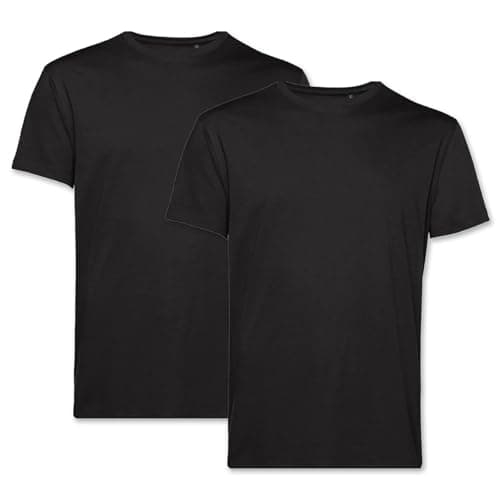 PinkTex Herren T-Shirt (2er Pack) Bio-Baumwolle Rundhals, Schwarz, L Bio Öko
