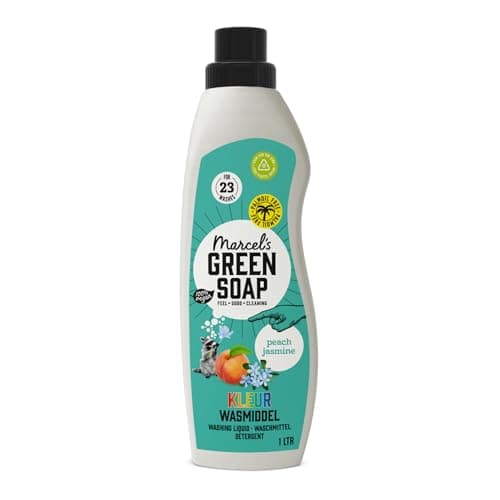 Marcel's Green Soap Colorwaschmittel Pfirsich & Jasmin – 1 L (23 Waschgänge) – vegan, palmölfrei, mikroplastikfrei – gegen Flecken, ab 20 °C – Recyclingflasche - Öko - Vegan - Recycling