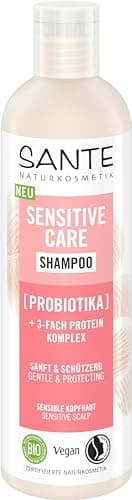 SANTE Naturkosmetik Sensitive Care Shampoo Probiotika + 3-Fach Protein Komplex, veganes Haarshampoo für gestärktes und mit Feuchtigkeit versorgtes Haar, geeignet für eine sensible Kopfhaut, 250ml Bio Öko Vegan
