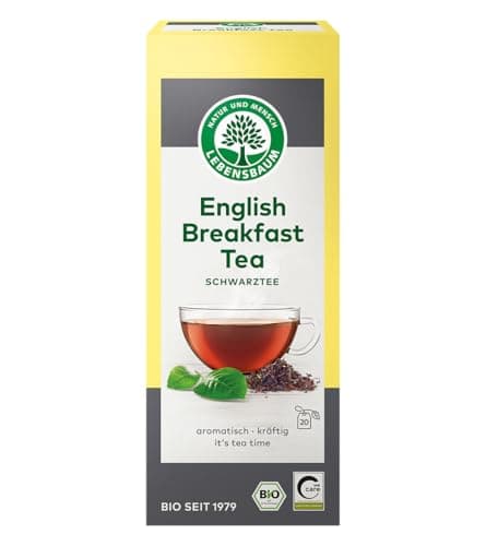 LEBENSBAUM English Breakfast Tee, Bio-Tee mit aromatisch-kräftigem Geschmack, Schwarztee, 100% natürlicher Geschmack, 20 Teebeutel à 2 g Bio Öko