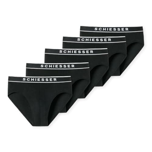 Schiesser Herren 5 Pack Unterwäsche Bio-Baumwolle - 95/5 Organic Slip, Schwarz_183212, XL EU Bio