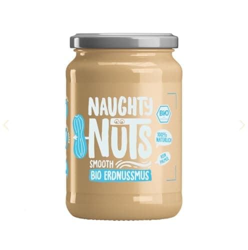 NAUGHTY NUTS Bio Erdnussmus Smooth | Vegane Erdnussbutter | 100% Natürlich | Ohne Palmöl & Zucker | Ideal Als Topping Für Müsli | 500g Bio Vegan
