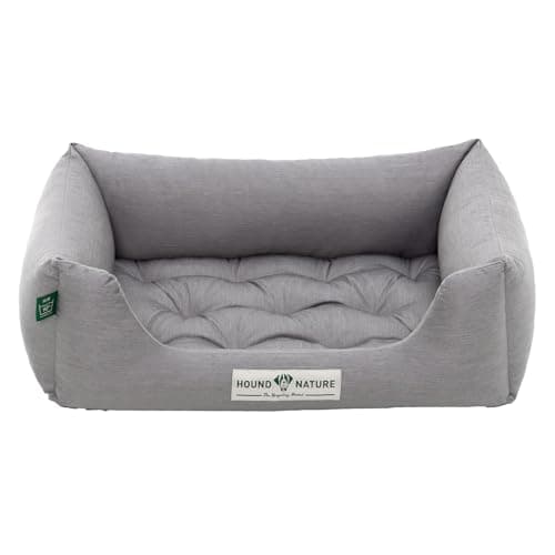 HOUND & NATURE | Orthopädisches Hundebett Zermatt, Hundekörbchen Kleine Hunde mit hohem Rand, Kuscheliges Hundesofa mit Hundekissen waschbar (S - 75x60 cm, Hellgrau) Öko