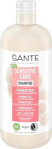 SANTE Naturkosmetik Sensitive Care Shampoo Probiotika + 3-Fach Protein Komplex, veganes Haarshampoo für gestärktes und mit Feuchtigkeit versorgtes Haar, geeignet für eine sensible Kopfhaut, 500 ml Bio Öko Vegan