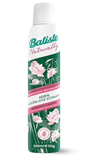 Batiste Trockenshampoo Naturally Bambusfaser & Gardenie 200 ml, Trockenshampoo zum Auffrischen und Stylen von feinem Haar, ohne Ausspülen, Haarstyling vegan, mit 100 % natürlichen Extrakten Öko Vegan