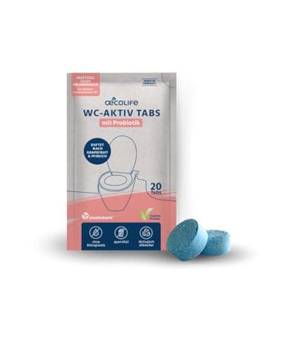 œcolife WC-Tabs, 20 Stück, biologisch abbaubar, plastikfrei verpackt, Zitrusduft Bio Öko