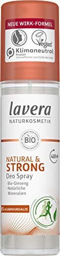 lavera Deo Spray NATURAL & STRONG 48+ h - vegan - Naturkosmetik - Bio-Ginseng & Natürliche Mineralien - Zuverlässiger Schutz für empfindliche Achselhaut -ohne Aluminium - 48 Stunden Deo Schutz - 75 ml Bio Vegan