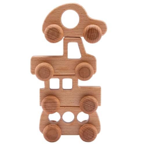 Woodily Wooden Toys - Holzspielzeug Holzautos für Kinder Junge Mädchen ab 0 Monate, Nachhaltig, Montessori Spielzeug Holz Auto Babyspielzeug Geburt Motorikspielzeug Kauspielzeug Geburtstagsgeschenk Öko