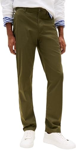 Tommy Hilfiger Herren Chino Hose Denton Printed Structure Straight Fit, Grün (Dark Greenery), 36W/34L Bio Öko