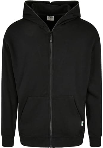 Urban Classics Herren Organic Full Zip Hoodie Kapuzenpullover, Schwarz, XL Bio Öko