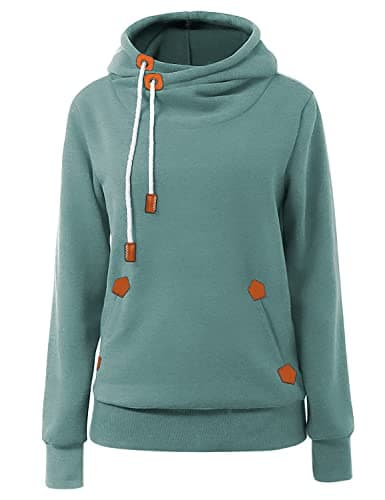 Cindeyar Damen Hoodie Winter Pullover Kapuzenpullover Langarm Baumwoll Mischung Warmer Sweatshirt Kapuzenjacke(107-Minzgrün,M) Öko