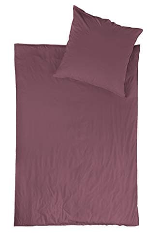 jilda-tex Bio-Bettwäsche Stone-Washed Renforce Lissabon 100% Bio-Baumwolle Knitterlook Stehsaum Bügelfrei Uni Leinen-Optik Bügelfrei Made in Green (Mauve, 135 x 200 cm) Bio Öko