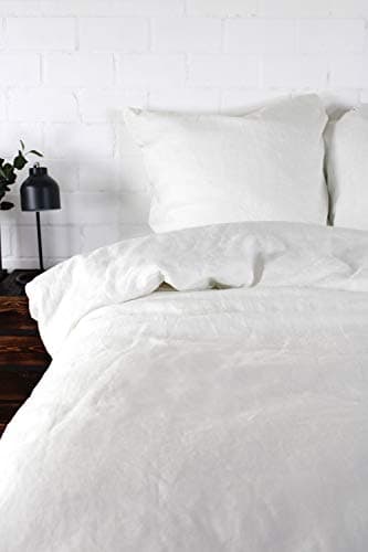 jilda-tex Leinenbettwäsche Uni Leinen Bettwäsche 135x200 cm + 80x80 cm 100% Leinen (Weiß, 135 x 200 cm) Öko