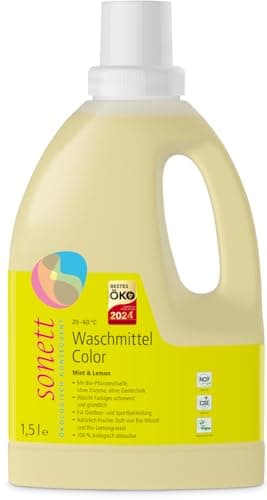 Sonett Waschmittel Color Mint & Lemon 20-60°C, Flüssigkeit, 3 l, Bio-Zertifizierung, Minze, Natürlich, für Maschinen- und Handwäsche Bio