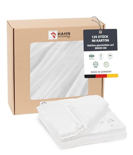 Hahn Putzlappen® Trikot Polo Baumwolle Weiß [125 STK.] – 30×30 cm – Dünn, saugstark & langlebig – Für Werkstatt, Haushalt & Auto – 100 % Recycling – Made in DE Öko