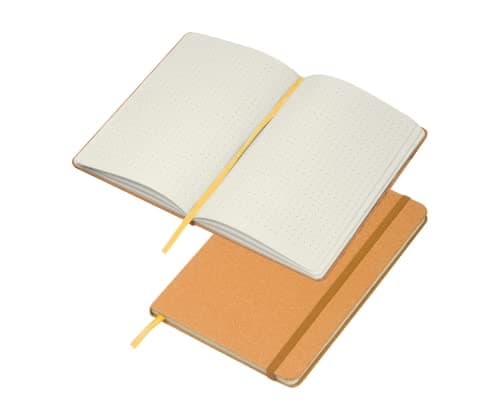 sin4sey A5 Notizbuch aus recyceltem Karton - gepunktete Seiten - nachhaltig mit Gummiband (Braun) - Öko - Recycling