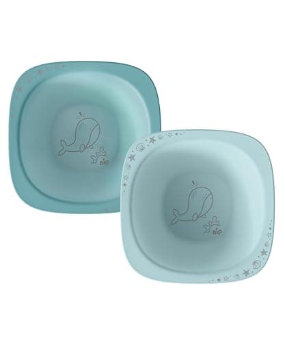 nip – Breischale | Nachhaltige und bruchfeste Babybrei Schüssel ab 4 Monaten. Ergonomische Baby Schüssel aus über 90% nachwachsenden Rohstoffen, ideal für Beikost | 2 St., Blau Öko