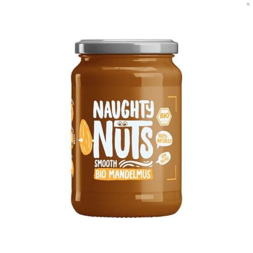 NAUGHTY NUTS Bio Mandelmus SMOOTH, 100% vegan, 500g - ohne Palmöl & Zuckerzusatz, natürliches Nussmus, ideal als Topping oder für Rezepte, aus Bio Mandeln & mit einer Prise Meersalz verfeinert Bio Vegan