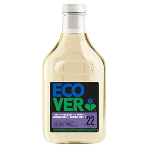 Ecover Flüssigwaschmittel für schwarze und dunkle Wäsche, Limetten- und Lotusduft, Ecover Waschmittel, 22 Waschgänge, 1 x 1L Bio Öko
