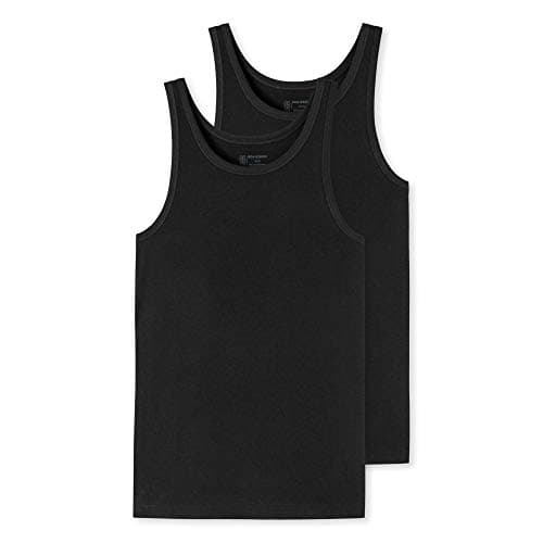 Schiesser Herren 2 Pack Unterhemd Ohne Arm - 95/5 Organic Unterwäsche, Schwarz_176038, XL EU Bio