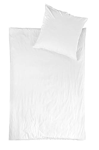 jilda-tex Bio-Bettwäsche Stone-Washed Lissabon 100% Bio-Baumwolle Knitterlook Stehsaum Uni Made in Green (Weiß, 135 x 200 cm) Bio Öko